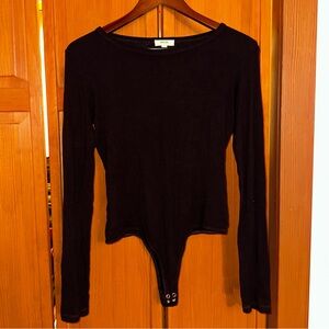 AGOLDE Ribbed Bodysuit Long Sleeve Burgundy